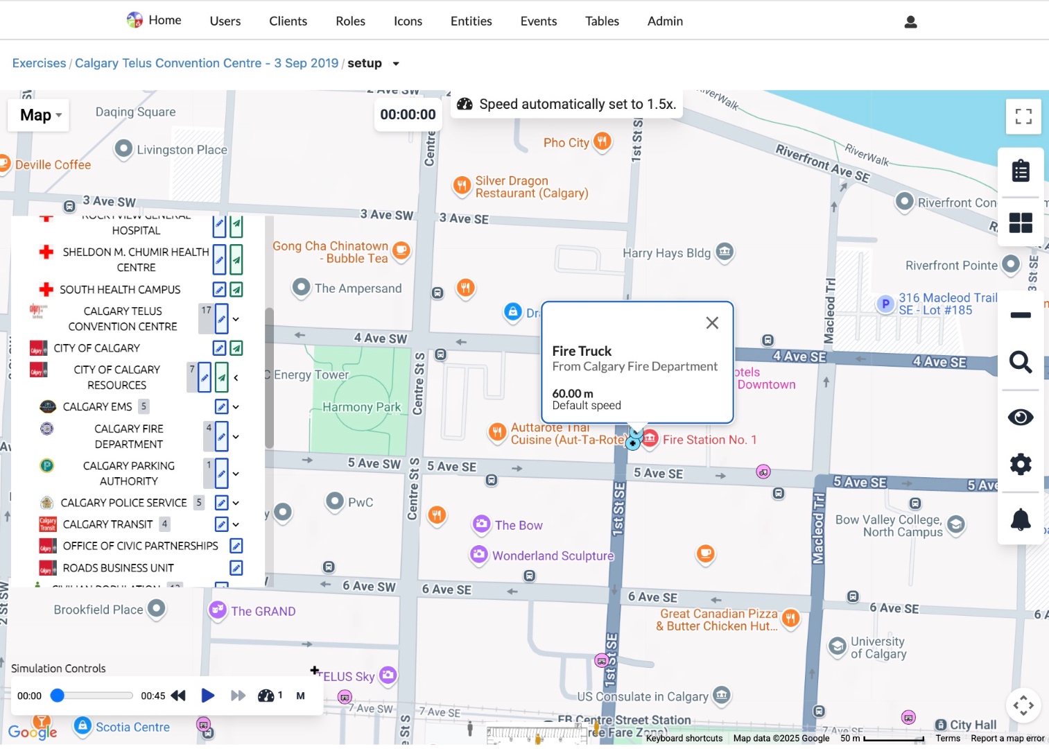 DRR programs — multi-agency exercise on a live map